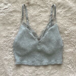 Aerie Gray Lace Insert Bra Top